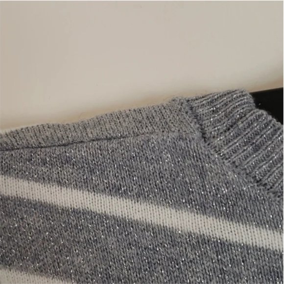 OLD NAVY GLITTER GRAY STRIPED SWEATER, SIZE S - Picture 3 of 10